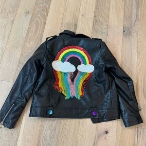 Lola + The Boys Black Rainbow Leather Jacket